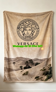 Beige Sand Versace Desert Sunset Print Flannel Throw Blanket IMG_1392